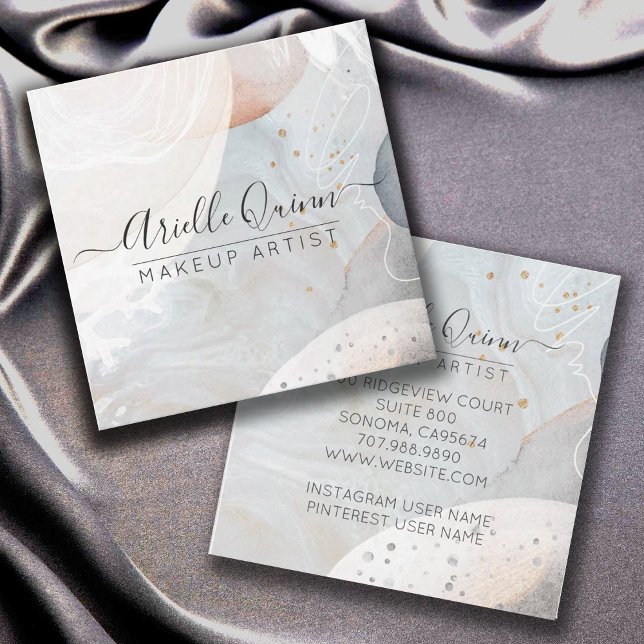 Abstract Watercolor Makeup Artist  Square Business Card (Creator Uploaded)