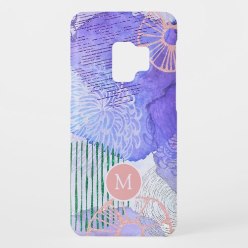 Abstract Watercolor Marine Flora Art Monogram Case_Mate Samsung Galaxy S9 Case