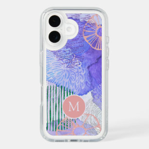 Abstract Watercolor Marine Flora Art Monogram iPhone 16 Case