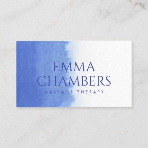 Abstract Watercolor Massage Therapy Blue Business Card