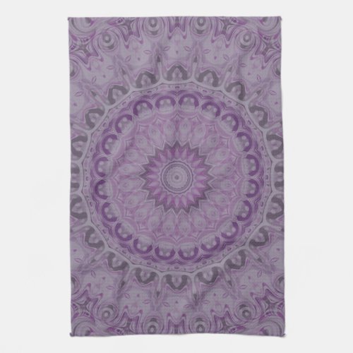 Abstract Watercolor Medallion in Violet Kitchen Towel