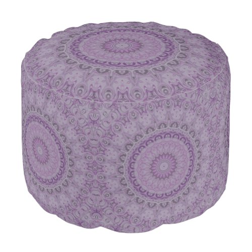 Abstract Watercolor Medallion in Violet Pouf