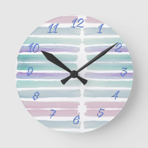  Abstract Watercolor Modern Art Motif  Round Clock