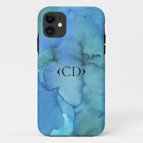 Abstract Watercolor Monogram iPhone Case