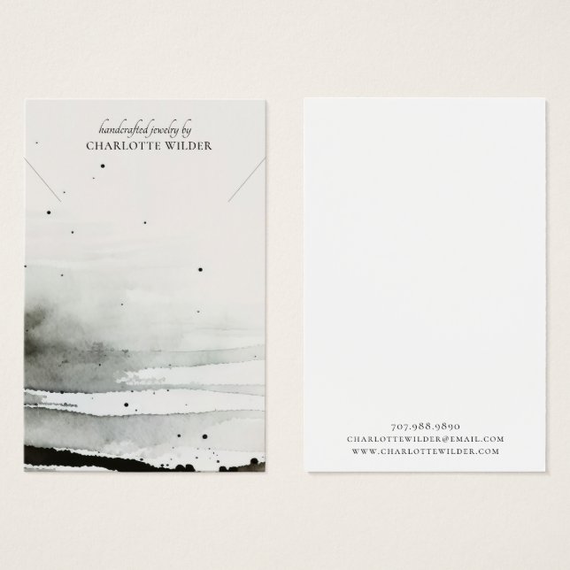 Abstract Watercolor Necklace Jewelry Display Cards (Front & Back)