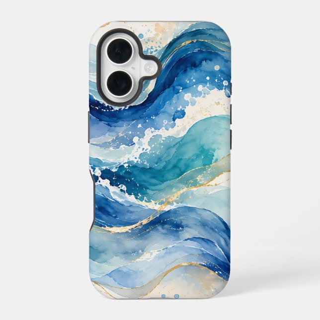 Abstract Watercolor Ocean Waves Pattern Iphone Case (Back)
