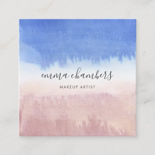 Abstract Watercolor Ombre Makeup Artist  Business Square Business Card