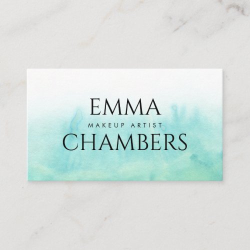 Abstract Watercolor Ombre Makeup Artist Green Business Card