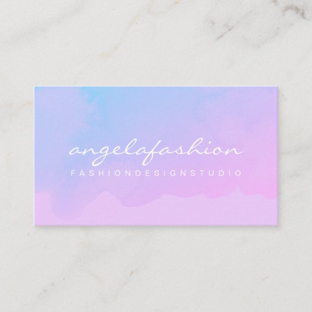 Abstract Watercolor Ombre Pink Classy Business Card (Front)