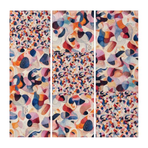 Abstract Watercolor Organic Navy Coral Pattern Set Triptych