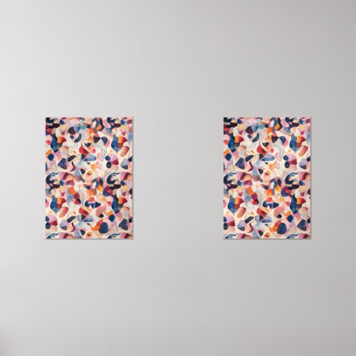 Abstract Watercolor Organic Navy Coral Pattern Wall Art Sets