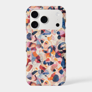 Abstract Watercolor Organic Shapes Navy Coral Patt iPhone 17 Pro Case