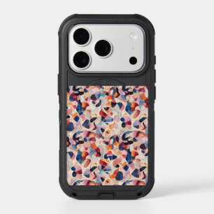 Abstract Watercolor Organic Shapes Navy Coral Patt iPhone 17 Pro Case