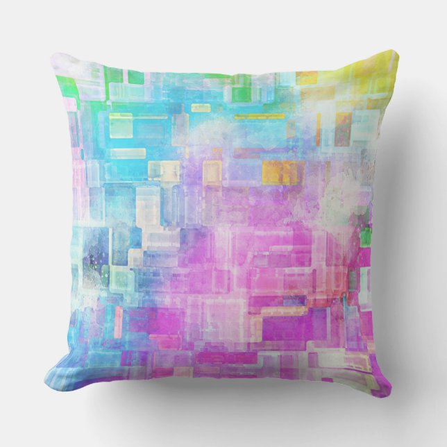 Abstract Watercolor Outdoor Pillow (Front)
