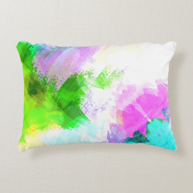 Abstract watercolor paint accent pillow (Front)