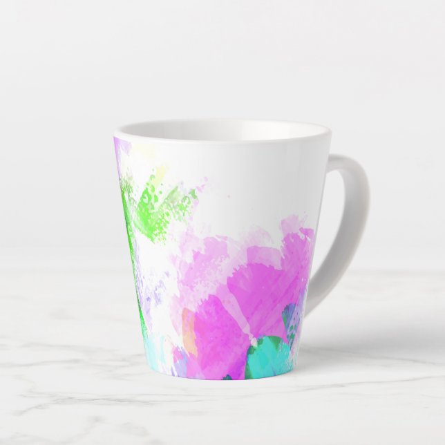 Abstract watercolor paint latte mug (Right Angle)