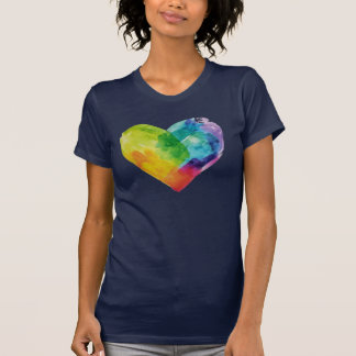 Abstract Watercolor Paint Rainbow Heart T-Shirt