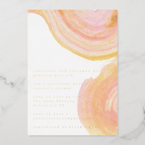 Abstract Watercolor Paint Swirl Shower Gold  Foil Invitation