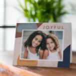 Abstract Watercolor Painted Shapes Boho Photo Holiday Card<br><div class="desc">This modern holiday photo card features a painted watercolor frame in shades of pale pink, dusty blue, rust, and navy. The greeting on the front of the card says "Joyful" in a modern sans serif font, it can be customized with your own text. This design accommodates a single horizontal photo...</div>