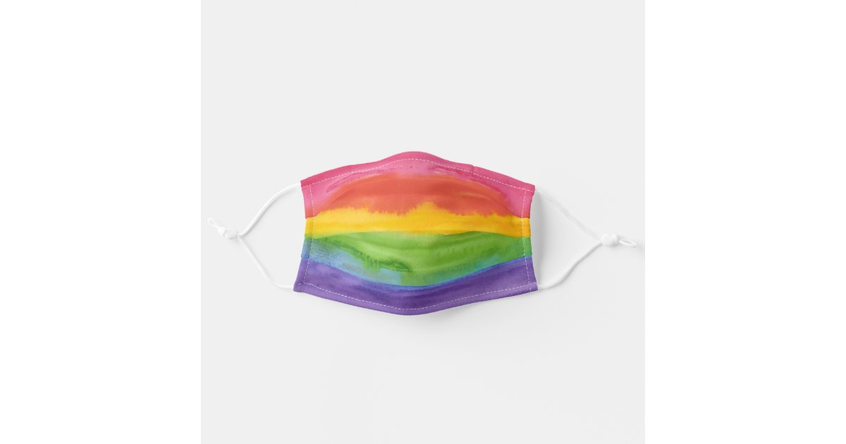 Abstract Watercolor Painted Stripes Rainbow Cloth Face Mask