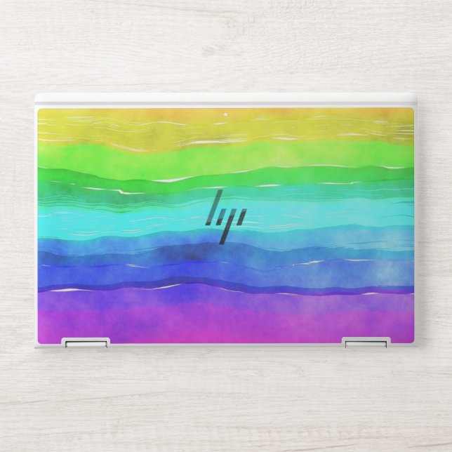 Abstract Watercolor Painted Stripes Rainbow HP Laptop Skin (Front)