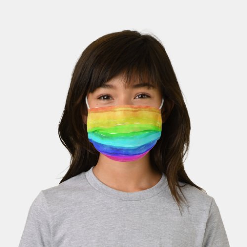Abstract Watercolor Painted Stripes Rainbow Kids Cloth Face Mask