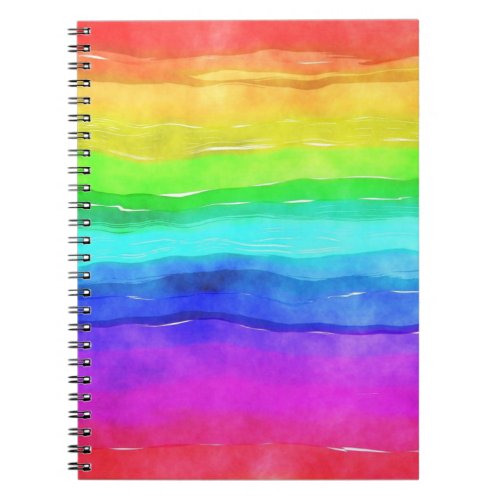 Abstract Watercolor Painted Stripes Rainbow Notebook