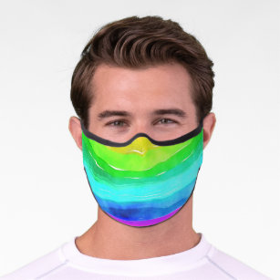 Abstract Watercolor Painted Stripes Rainbow Premium Face Mask