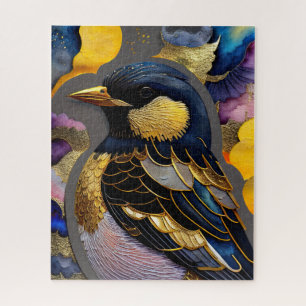 Abstract Watercolor Painting of a Bird Jigsaw Puzzle