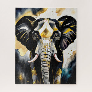 Abstract Watercolor Painting of a Elephant Jigsaw Puzzle