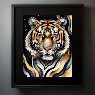 Abstract Watercolor Painting of a Tiger 5:4 Poster