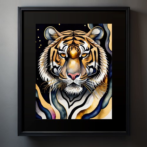 Abstract Watercolor Painting of a Tiger 54 Poster