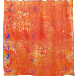 Abstract watercolor painting. Orange painted backg Shower Curtain