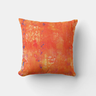 Abstract watercolor painting. Orange painted backg Throw Pillow