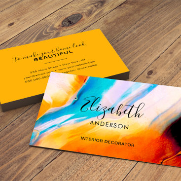 Abstract Watercolor Paints Fashion Trendy Modern Business Card