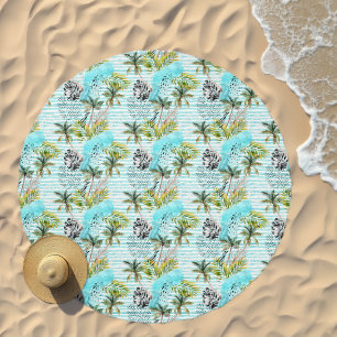 Abstract Watercolor Palm Tree Pattern Beach Towel