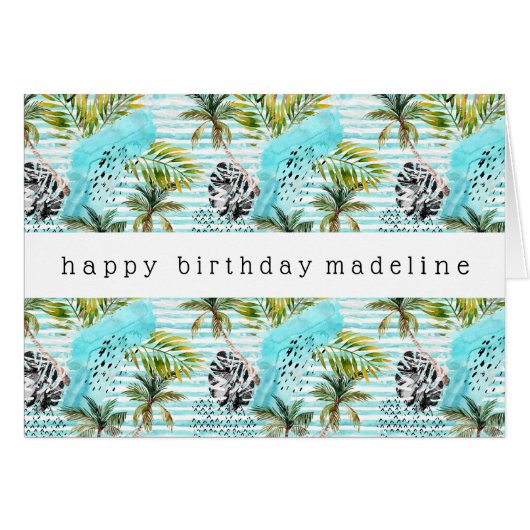 Abstract Watercolor Palm Tree Pattern Cards (Front Horizontal)