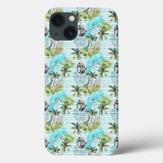 Abstract Watercolor Palm Tree Pattern Case-Mate iPhone Case (Back)
