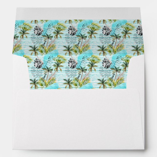 Abstract Watercolor Palm Tree Pattern Envelope (Back (Bottom))