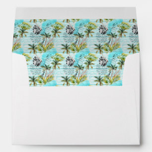 Abstract Watercolor Palm Tree Pattern Envelope