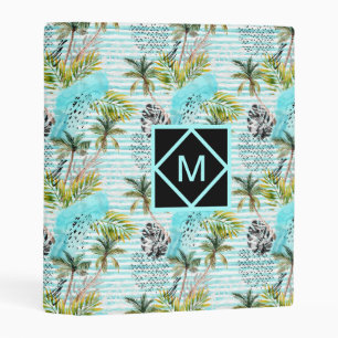 Abstract Watercolor Palm Tree Pattern Mini Binder
