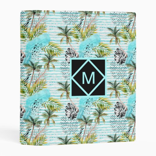 Abstract Watercolor Palm Tree Pattern Mini Binder