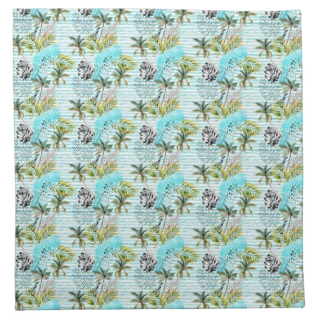 Abstract Watercolor Palm Tree Pattern Napkin (Front)