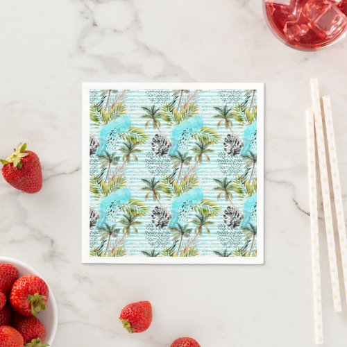 Abstract Watercolor Palm Tree Pattern Napkins