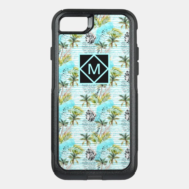 Abstract Watercolor Palm Tree Pattern Otterbox iPhone Case (Back)