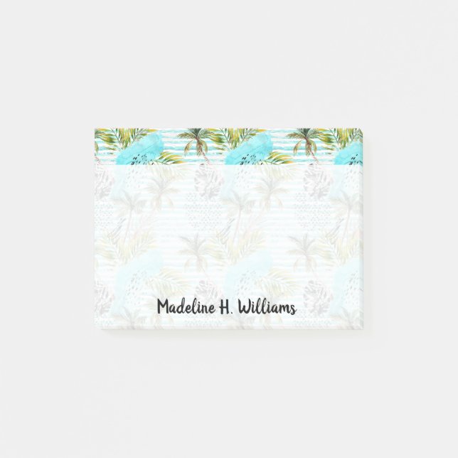 Abstract Watercolor Palm Tree Pattern Post-it Notes (Front)