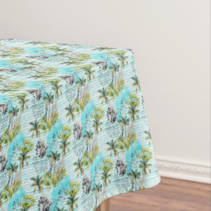 Abstract Watercolor Palm Tree Pattern Tablecloth