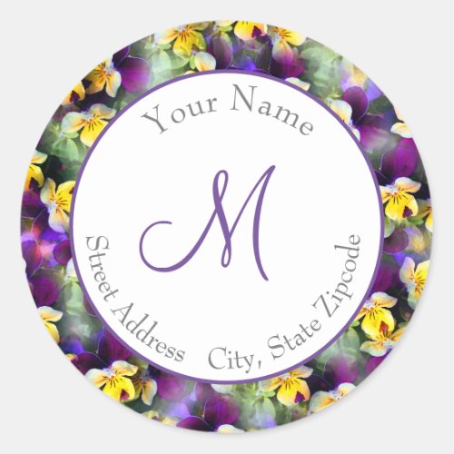 Abstract Watercolor Pansies Label