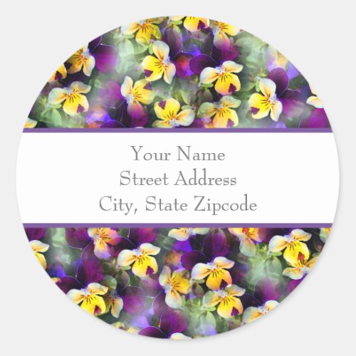 Abstract Watercolor Pansies Labels