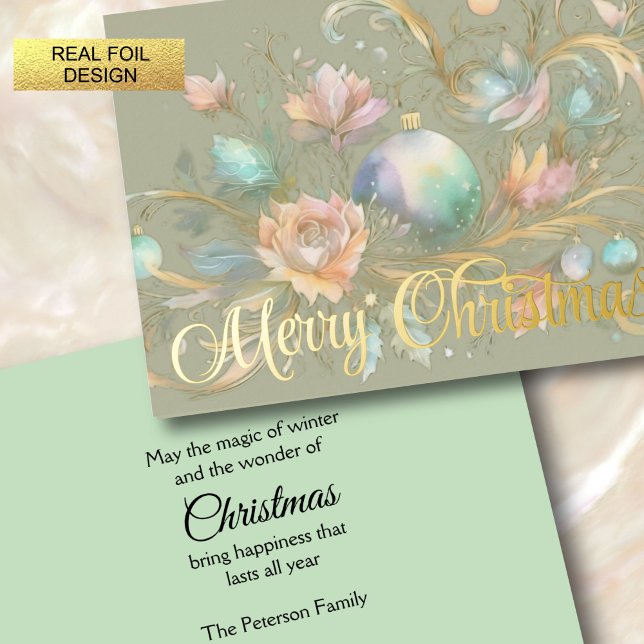 Abstract Watercolor Pastel Christmas Design Foil Holiday Card (Creator Uploaded)